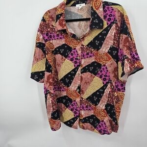 BP Patchwork Woven Camp Shirt NWT‎ Size 1X